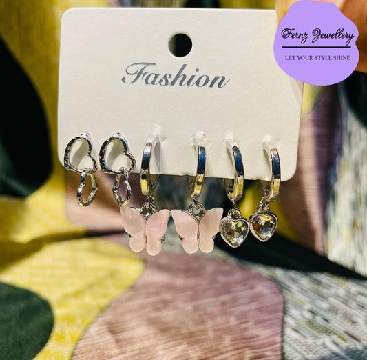 Set of 3 silver Earrings