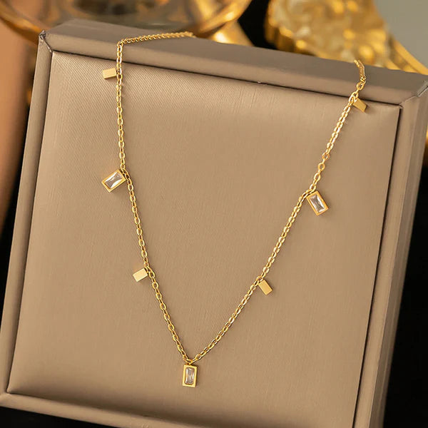 Anti Tarnish Gold Plated Stainless Steel Gold-Toned Geometric Necklace For Women