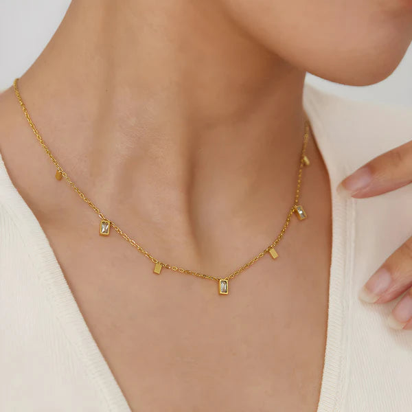 Anti Tarnish Gold Plated Stainless Steel Gold-Toned Geometric Necklace For Women