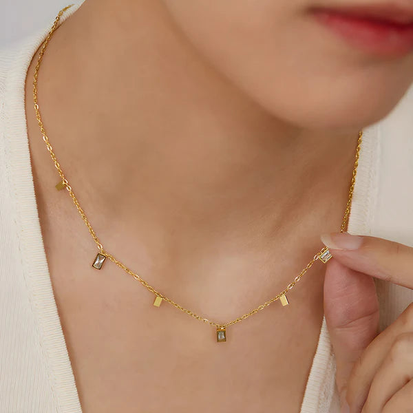 Anti Tarnish Gold Plated Stainless Steel Gold-Toned Geometric Necklace For Women