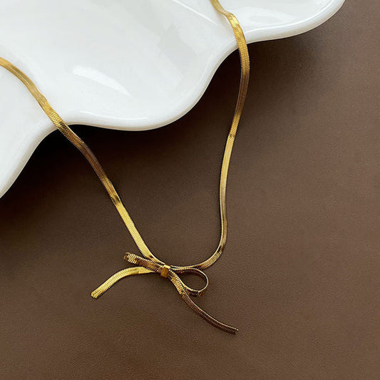 Anti Tarnish Gold-Plated  Infinity Bow Choker Necklace