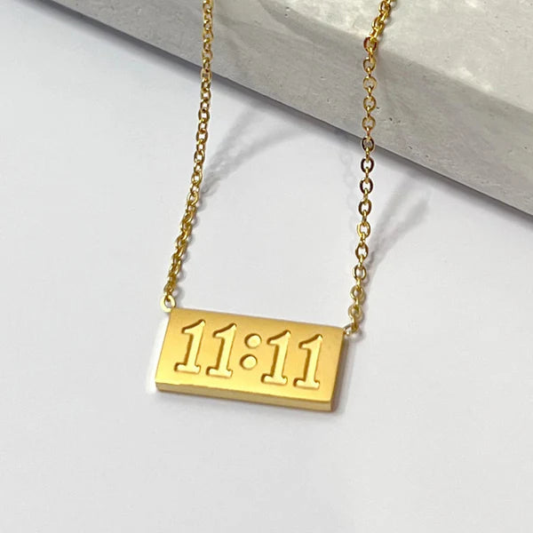 Anti Tarnish Gold-Plated 11:11 Angel Make a Wish Stainless Steel Pendant