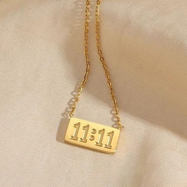 Anti Tarnish Gold-Plated 11:11 Angel Make a Wish Stainless Steel Pendant