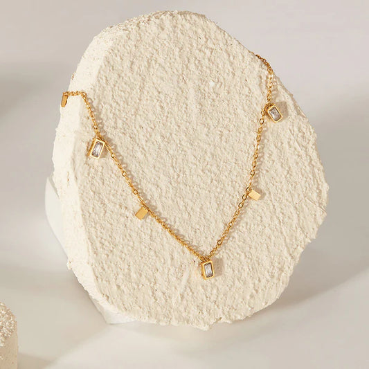 Anti Tarnish Gold Plated Stainless Steel Gold-Toned Geometric Necklace For Women