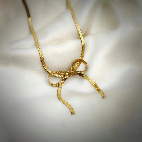 Anti Tarnish Gold-Plated  Infinity Bow Choker Necklace