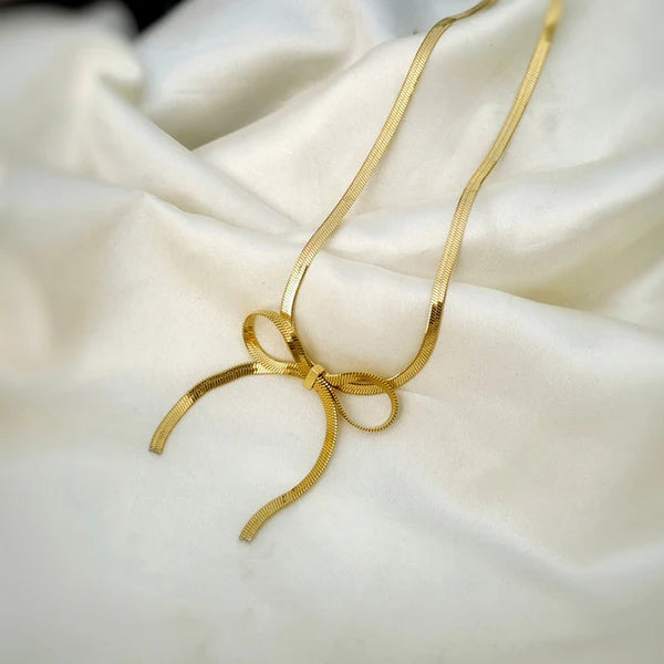 Anti Tarnish Gold-Plated  Infinity Bow Choker Necklace