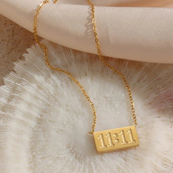 Anti Tarnish Gold-Plated 11:11 Angel Make a Wish Stainless Steel Pendant