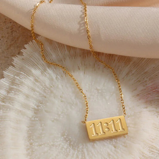 Anti Tarnish Gold-Plated 11:11 Angel Make a Wish Stainless Steel Pendant