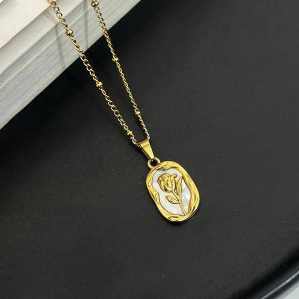 Anti Tarnish Gold Plated Rose Themed Pendant