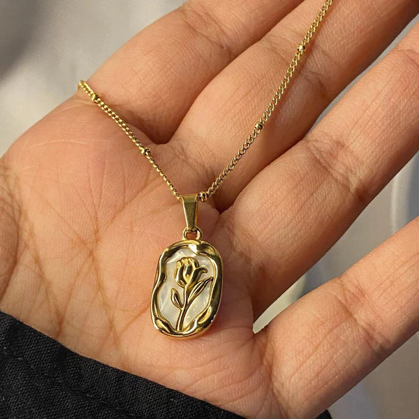 Anti Tarnish Gold Plated Rose Themed Pendant