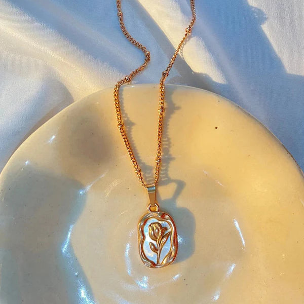 Anti Tarnish Gold Plated Rose Themed Pendant