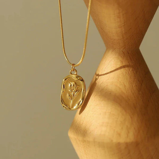 Anti Tarnish Gold Plated White Rose Themed Pendant
